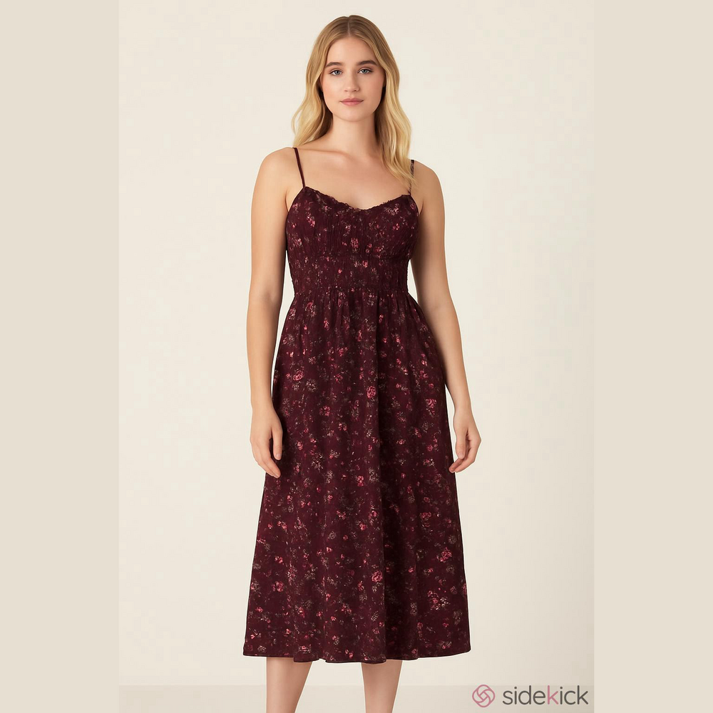 Old Navy Purple Ditsy Midi Dress, Size XS​